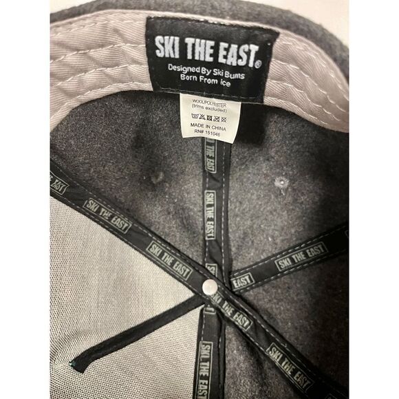 Ski The East Wool Blend Icon Flatbrim Trucker Hat Green, Grey Leather Patch NWOT - Picture 7 of 10